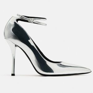 BLOGGER'S FAVE! Zara Metallic High Heels Silver NWT